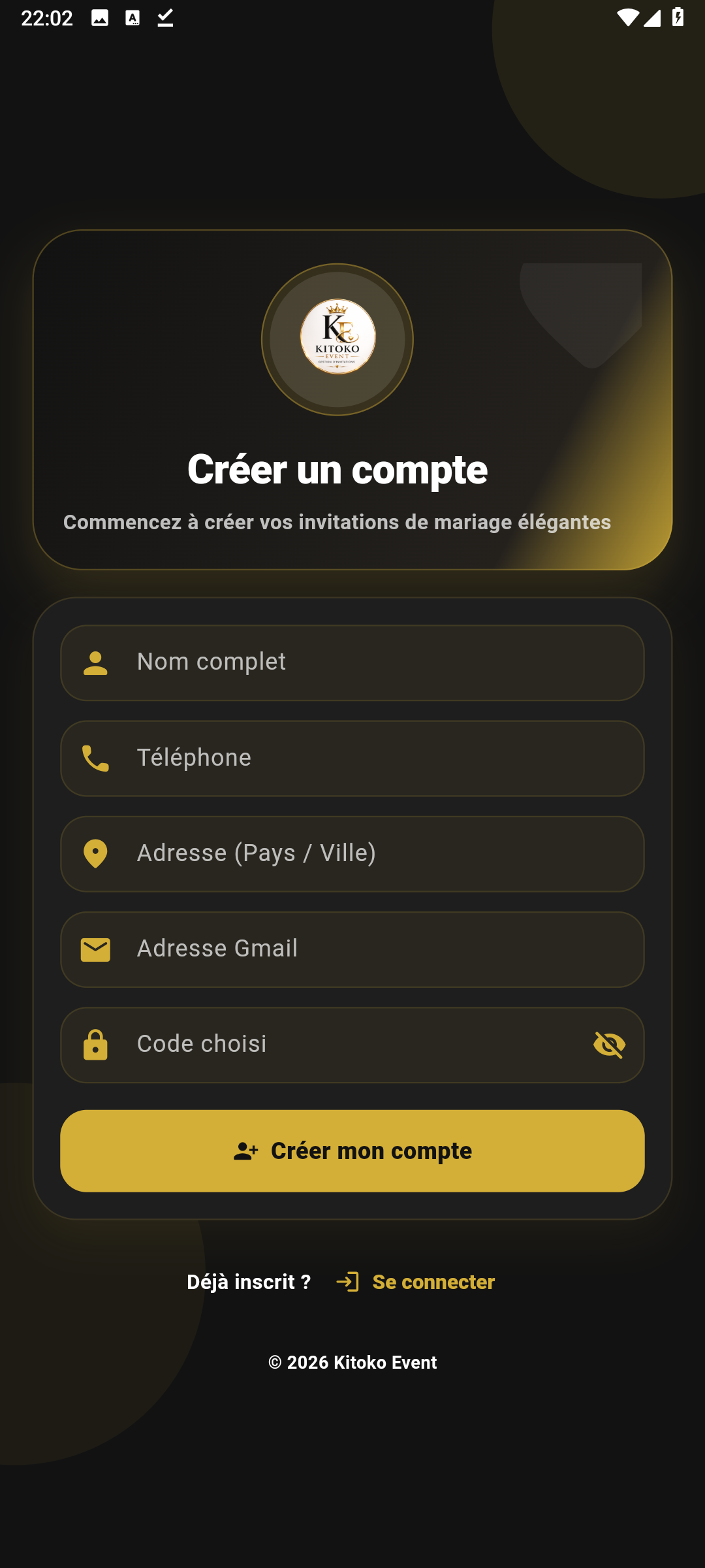 Kitoko Event écran 2