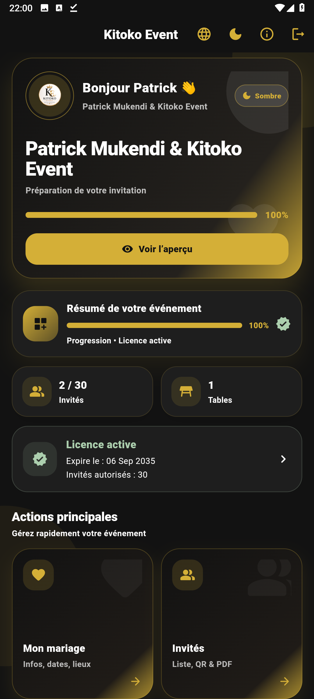 Kitoko Event écran 4