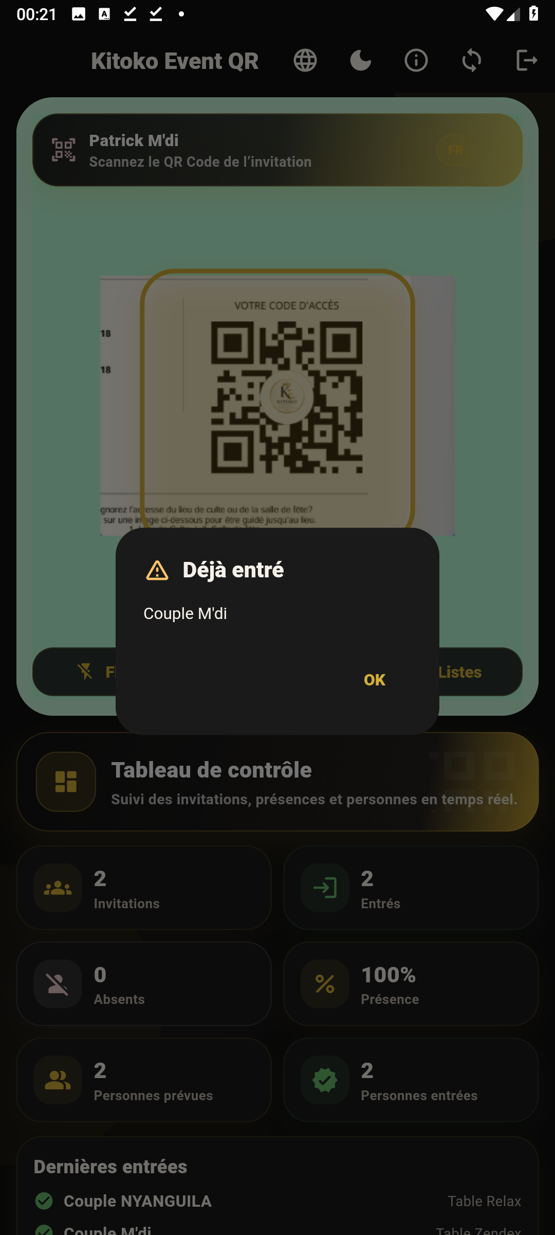 Kitoko Event QR écran 4